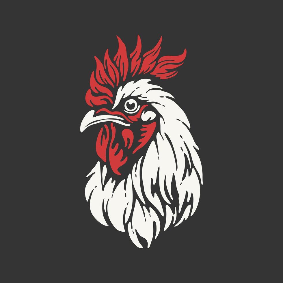 Vibrant Rooster Head Illustration on Dark Background vector
