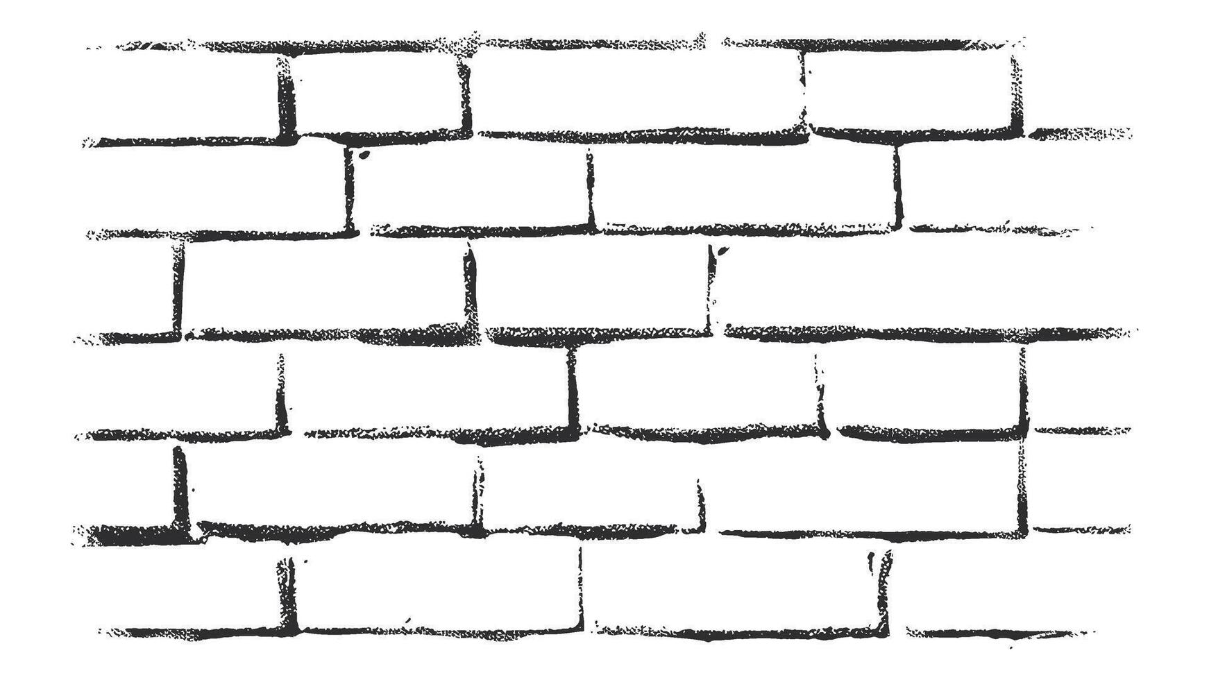 A black and white illustration of a brick wall with a distressed texture vector