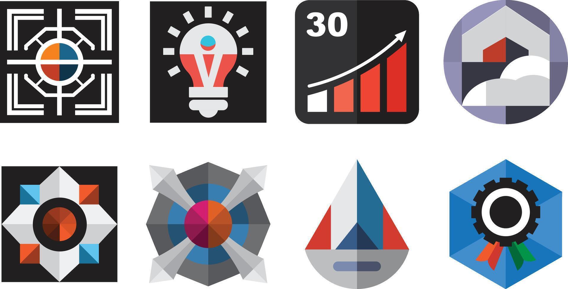 Eight Kinds of Colored Geometric Logo Series vector