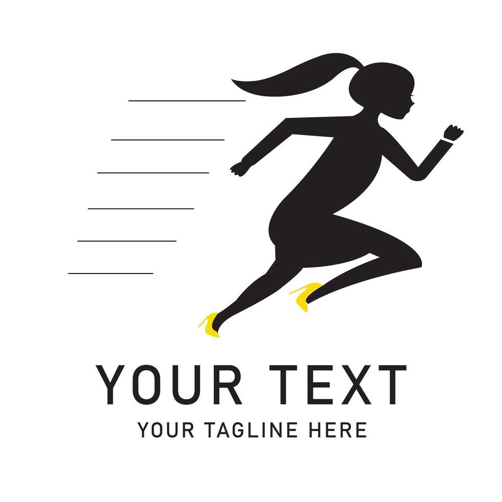 A Running Women Silhouette Icon Logo Design Template vector