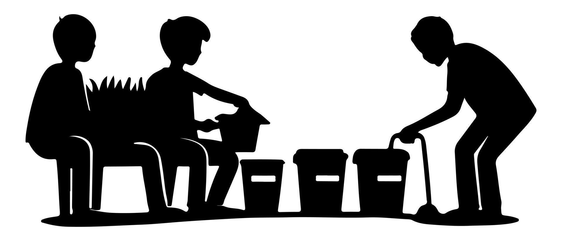 Environmental Clean-Up Activities with Community Silhouettes vector