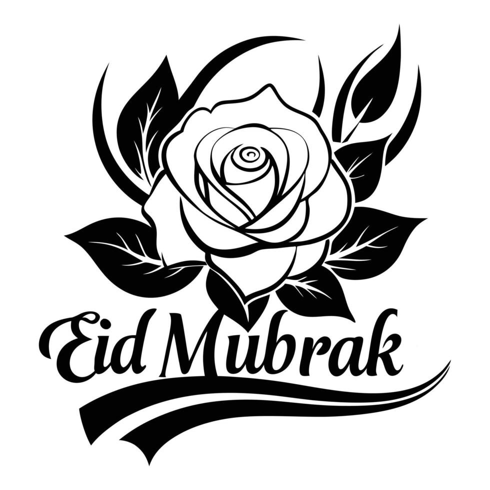 eid mubarak happy eid mubarak greeting card illustration vector