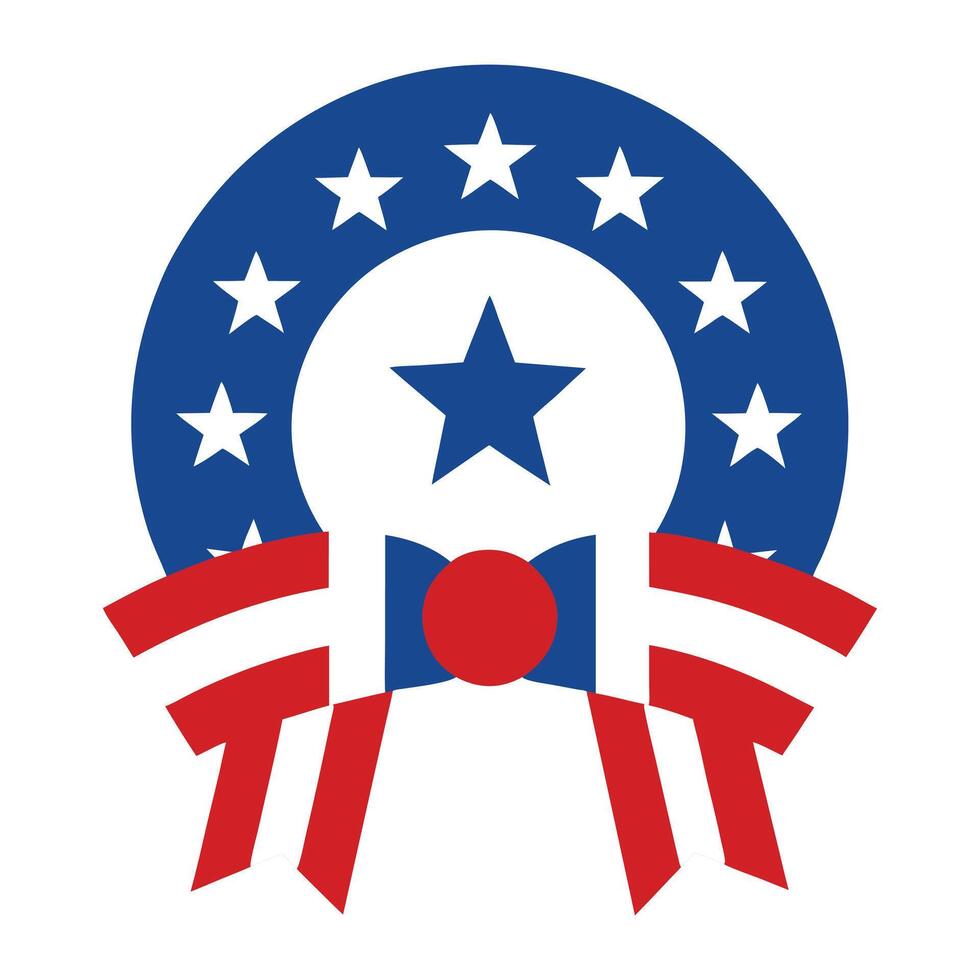 a patriotic american flag with a star and a ribbon vector