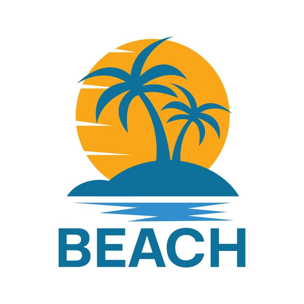 beach flat minimalist logo design vector
