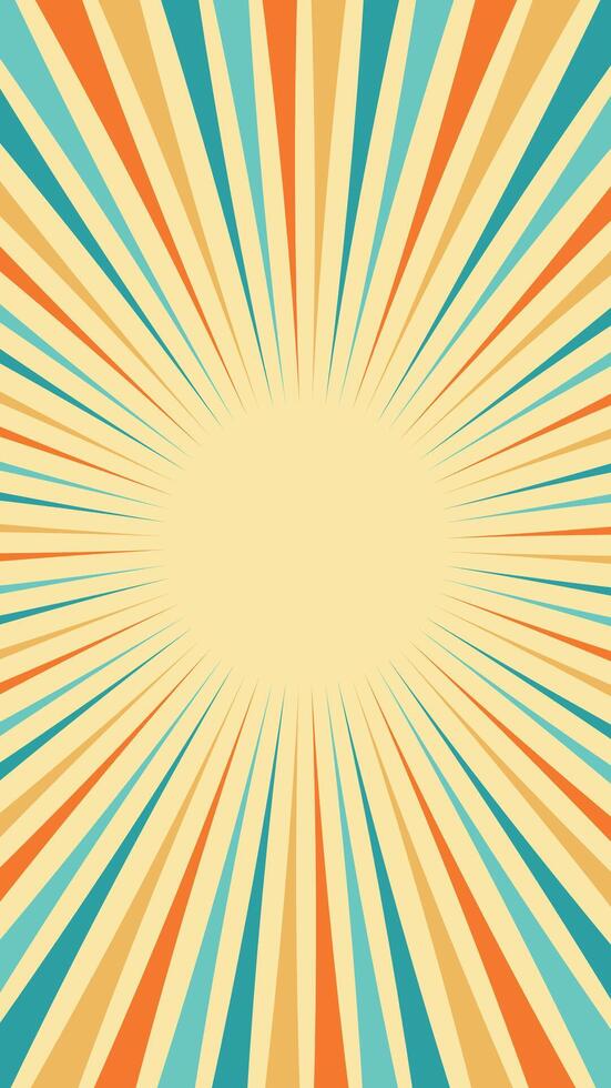 Colorful retro sunburst wallpaper. Vintage sunbeam vertical background design. vector