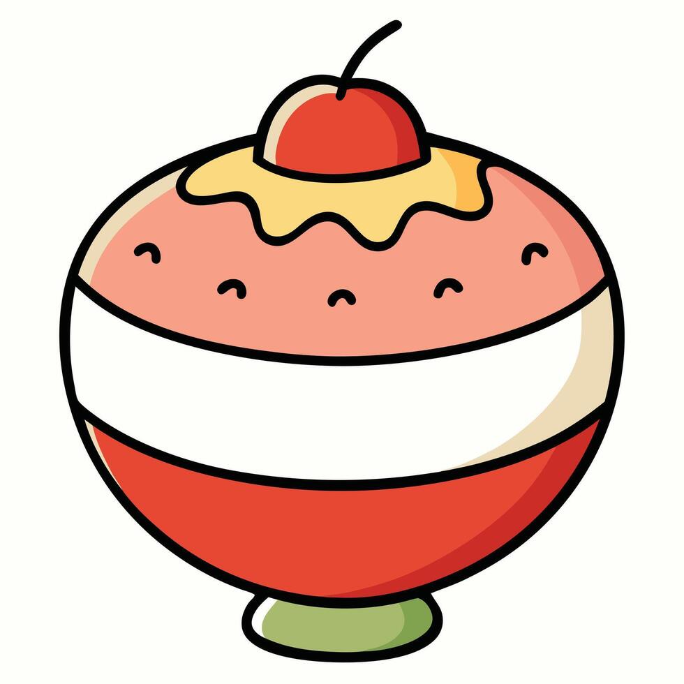 Delicious fruit dessert featuring a cherry on top vector