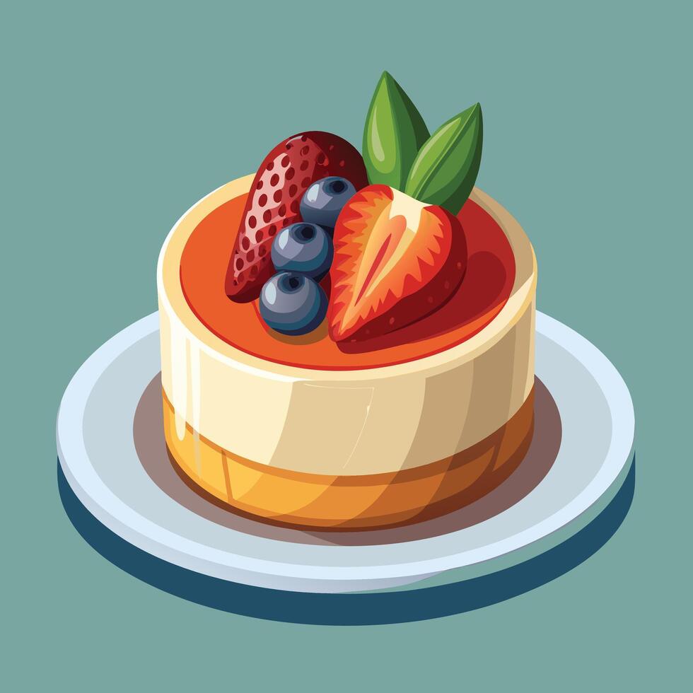 Delightful fruit dessert with strawberries and blueberries on plate vector