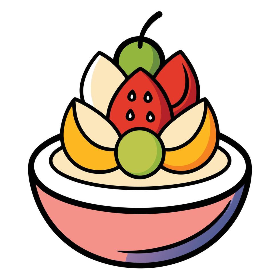 Delightful fruit dessert art with colorful fruit design vector