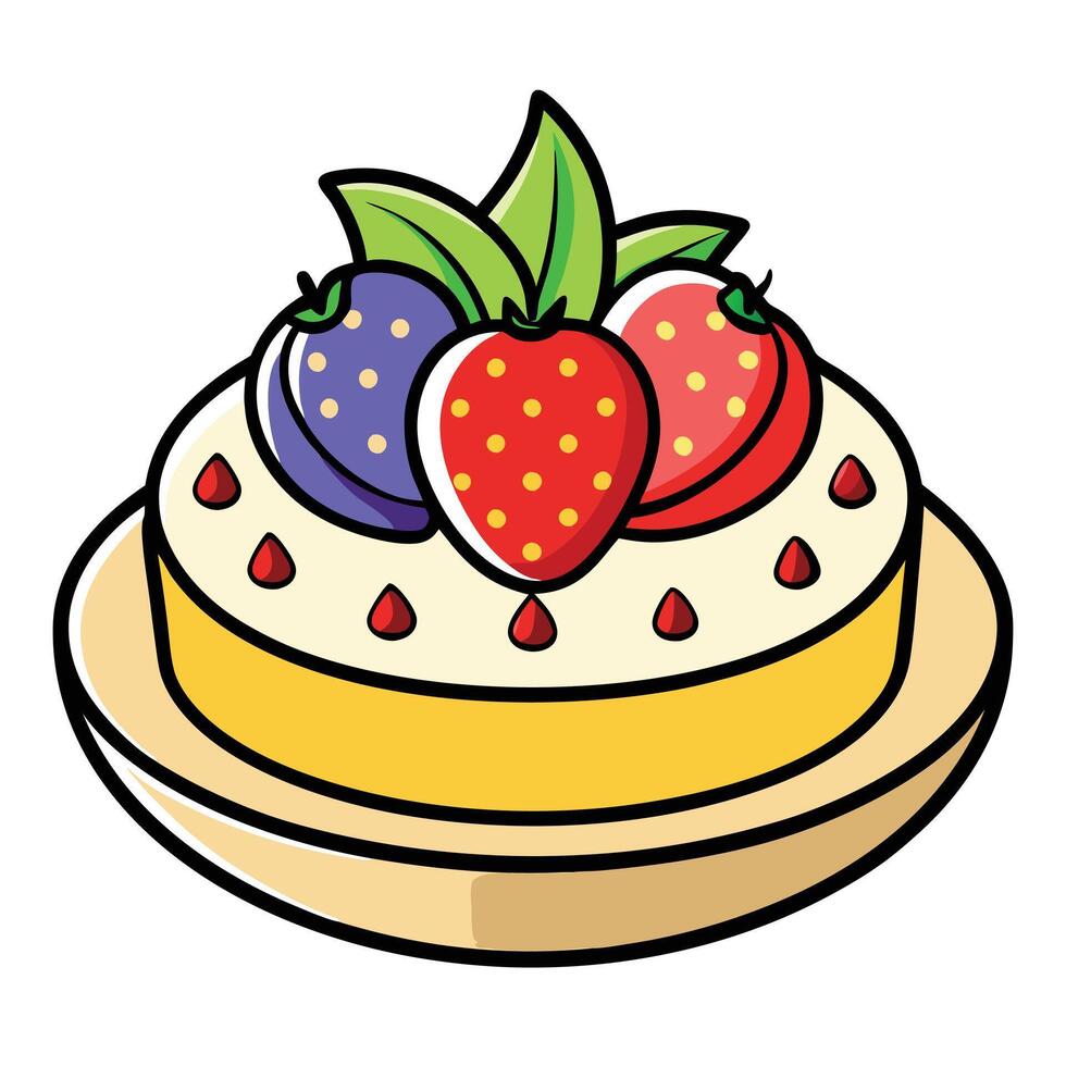 Delicious fruit dessert with vibrant strawberries and blueberries vector