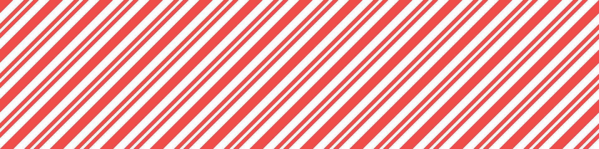 Seamless candy stripe pattern with diagonal red and white lines. Cane pattern with peppermint texture. Flat illustration isolated vector