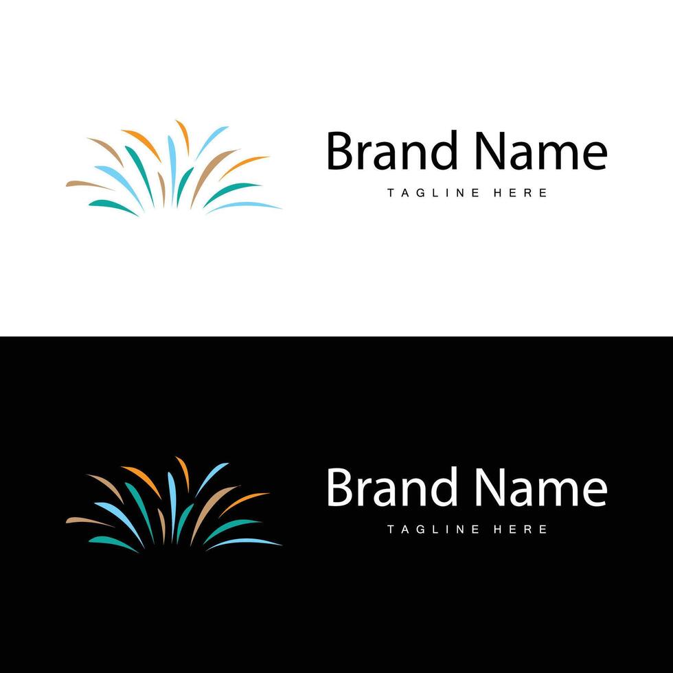 Firework Logo Line New Year Day Template vector