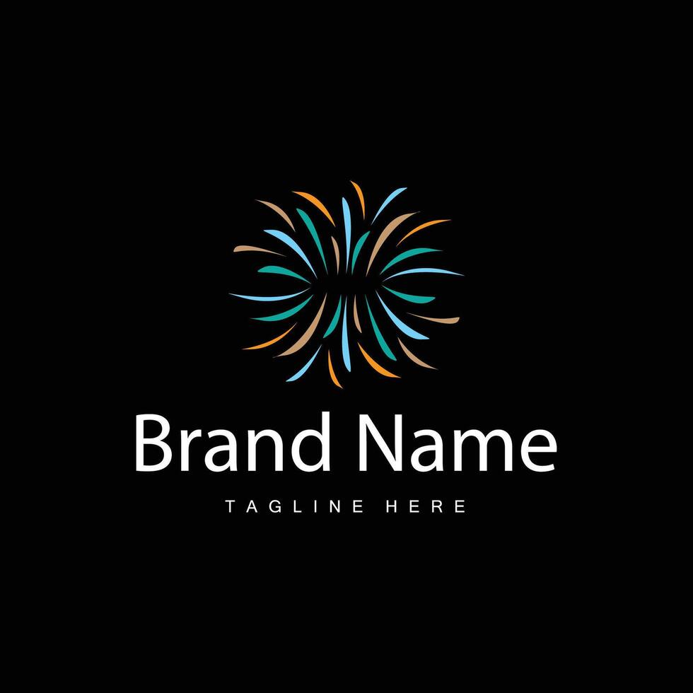 Firework Logo Line Model New Year vector