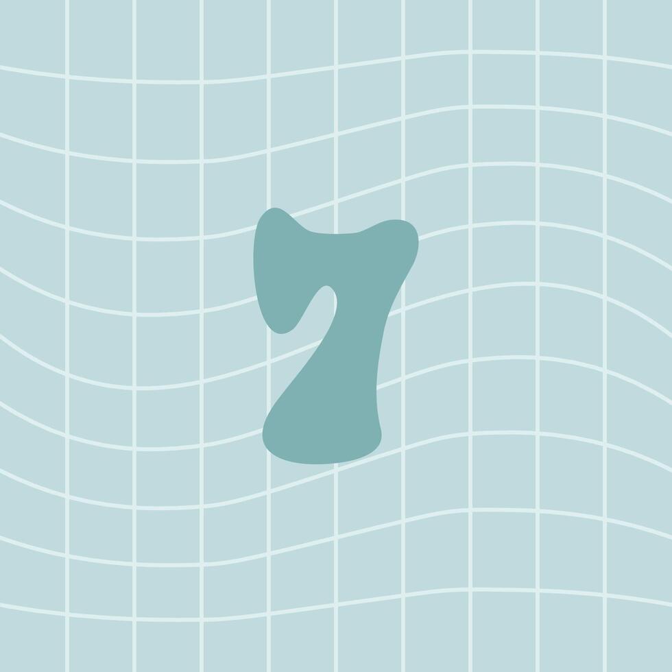 Christmas advent calendar design, day 7. Groovy style illustration, blue background vector