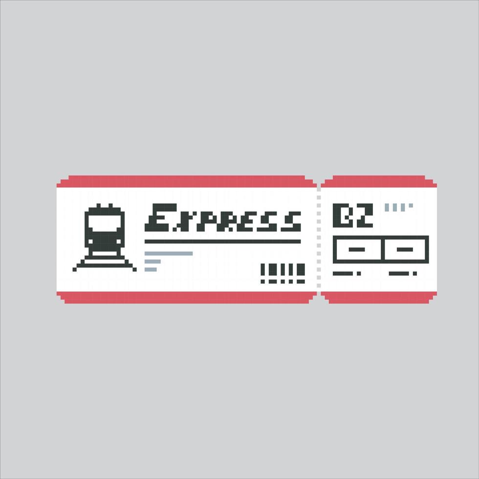 Train Ticket. Pixelated Train Pass. Train Railway Ticket Pass Icon pixelated for the pixel art game and icon for website and game. old school retro vector