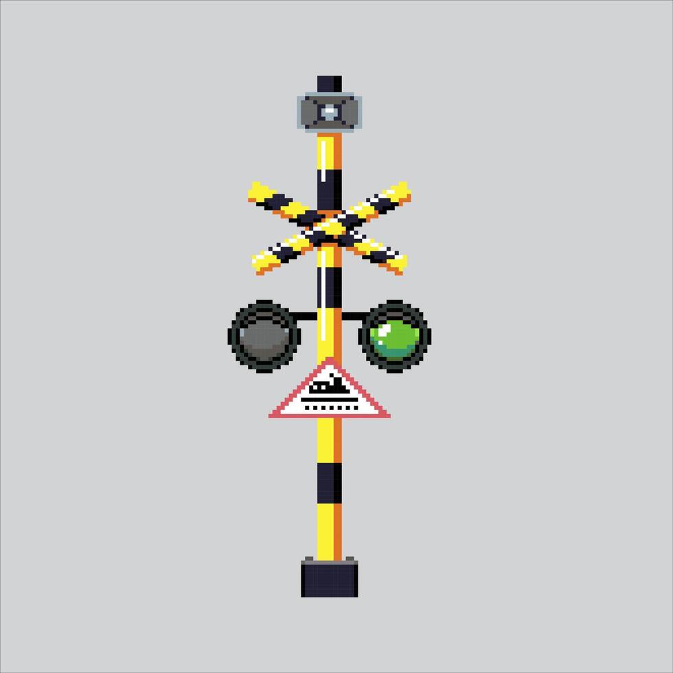Pixel art illustration Cross Traffic Light. Pixelated Train Traffic Light. Railway Train Traffic Light Icon pixelated for the pixel art game and icon for website and game. old school retro. vector