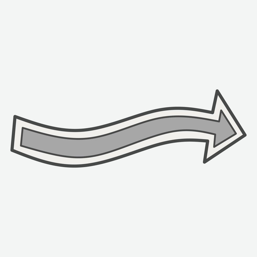A curved arrow pointing to the right, indicating direction or movement. vector