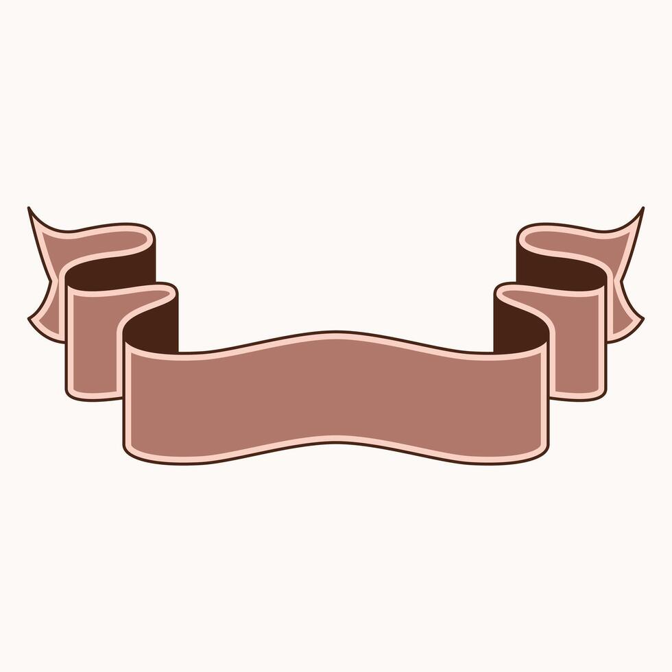 A decorative ribbon banner in a brown color, designed for text or graphic embellishment. vector
