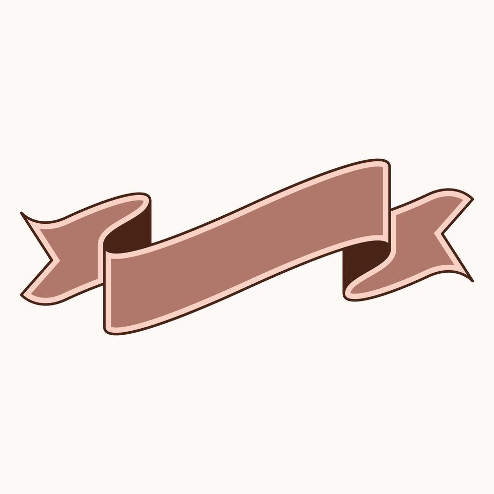 A decorative brown ribbon with pointed ends, suitable for banners or labels. vector