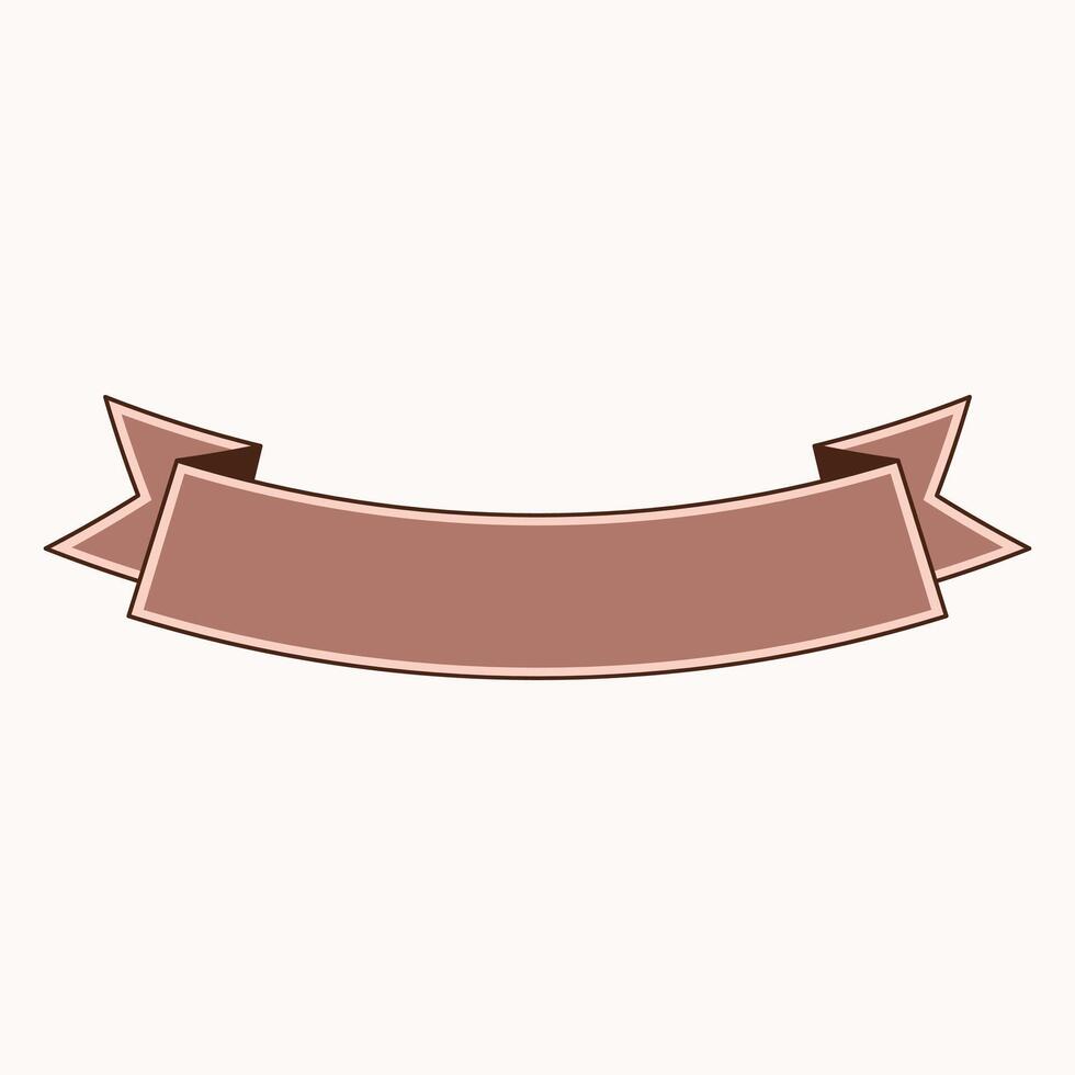 A decorative ribbon banner in a soft brown color, suitable for text or labels. vector