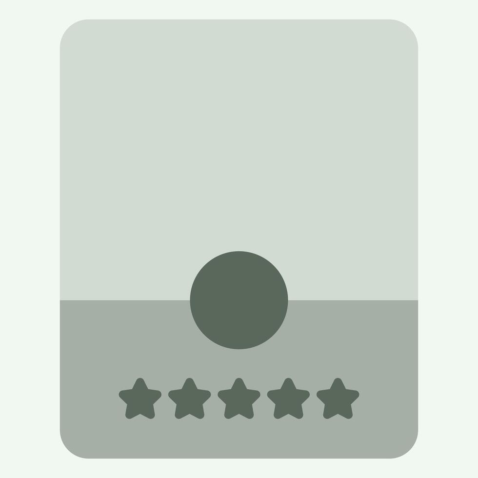 Simple graphic design featuring a central circle and five stars below. vector