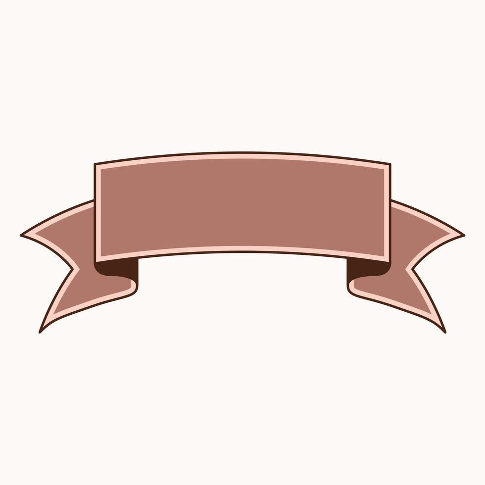 A decorative ribbon banner in a muted color, suitable for text or design purposes. vector