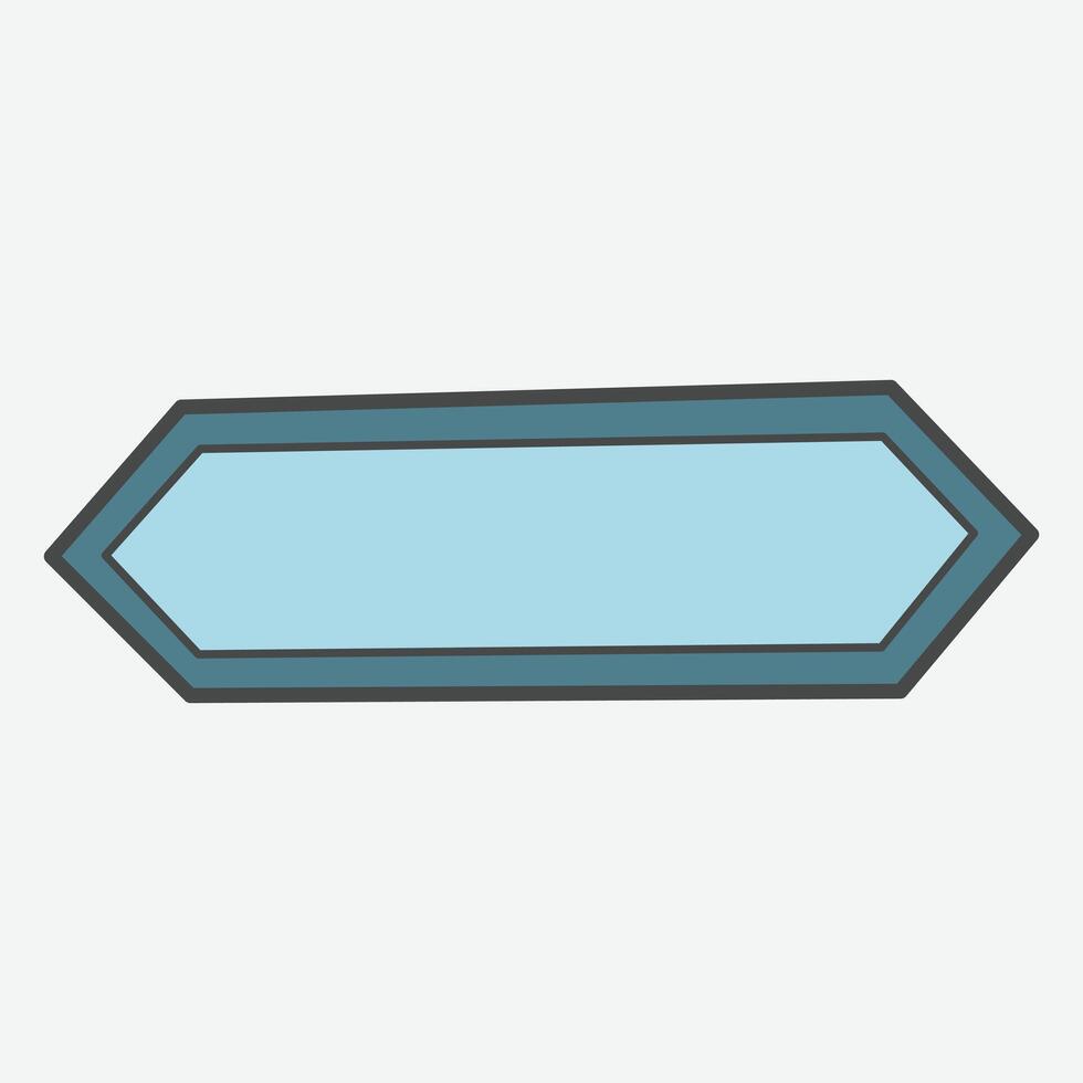 A simple blue hexagonal sign with a dark outline, suitable for labeling or direction. vector