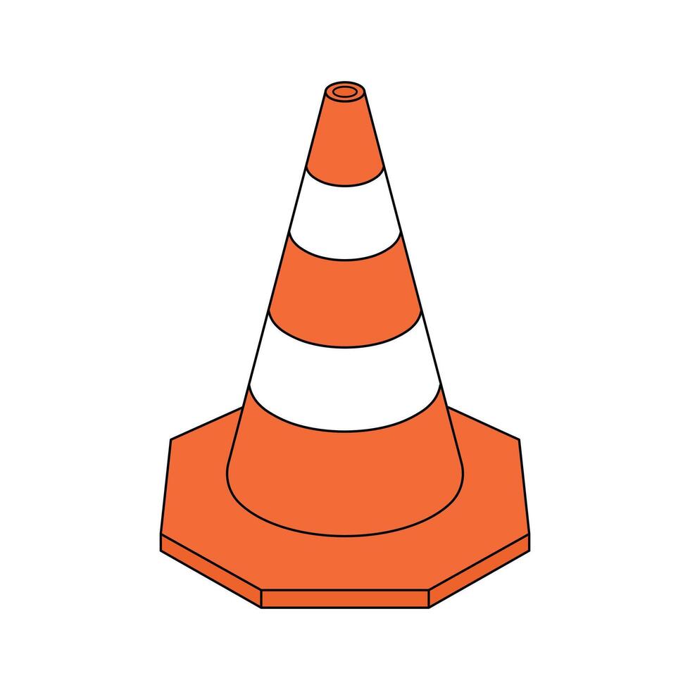 kids drawing traffic cone cartoon isolated vector