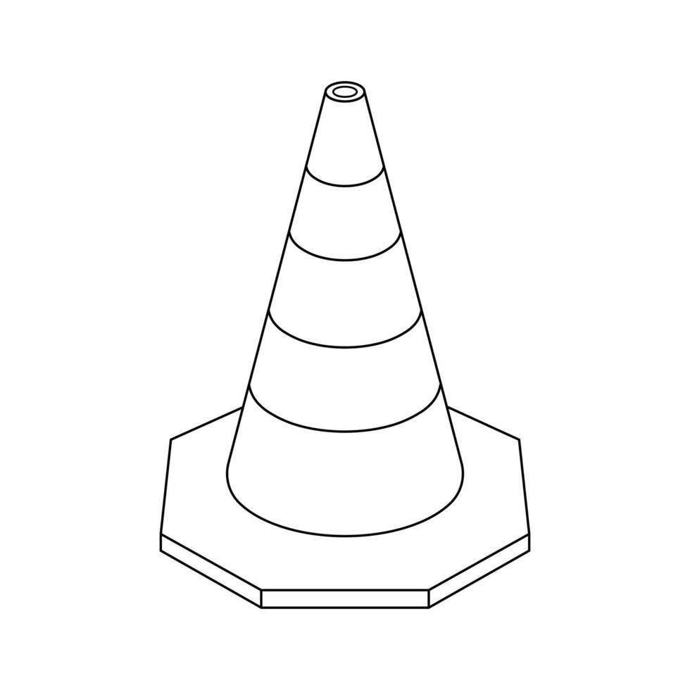 Hand drawn kids drawing traffic cone cartoon isolated vector