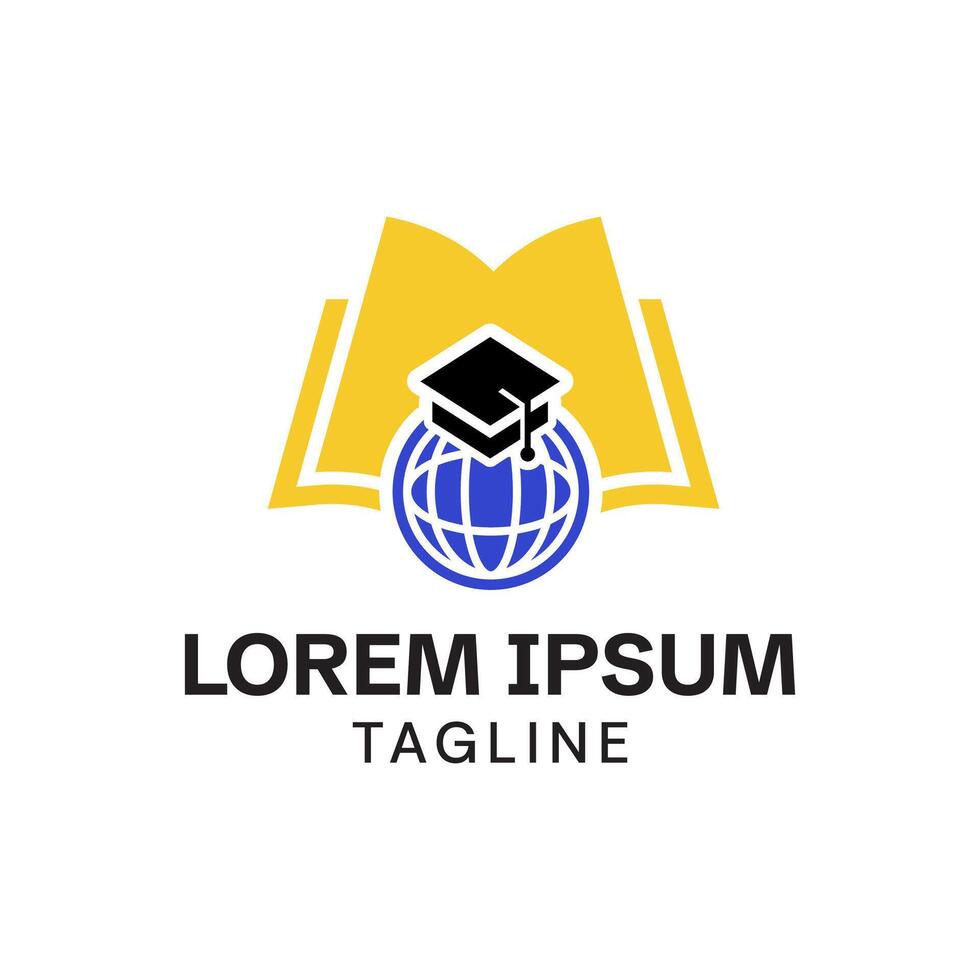 Academic Logo Design with Book, Globe, and Graduation Cap vector
