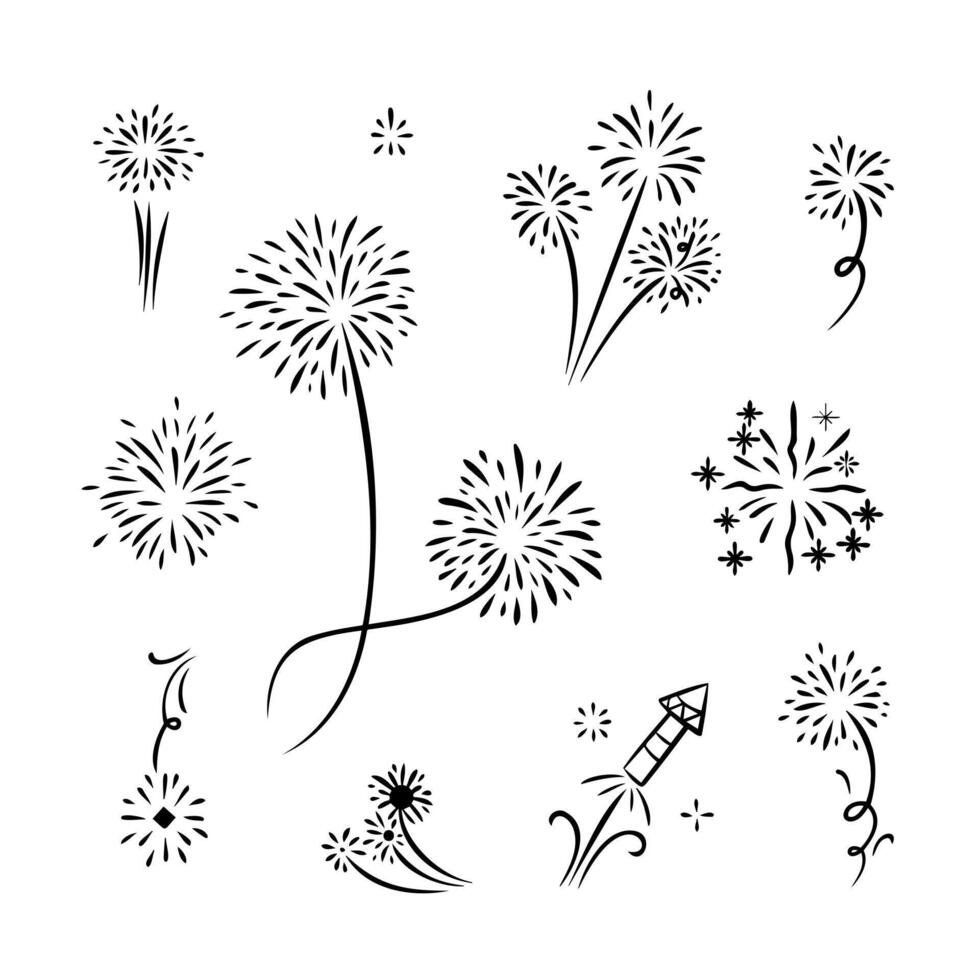 firework doodle, starburst hand drawn vector