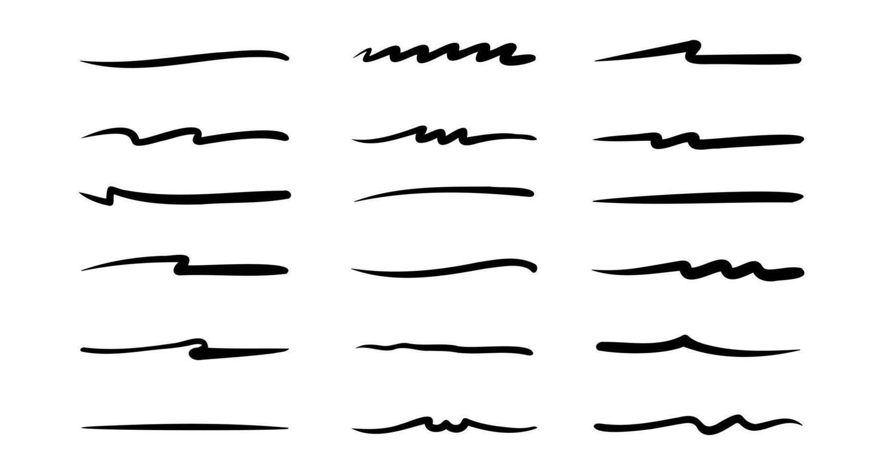 Set of hand drawn underline. vector