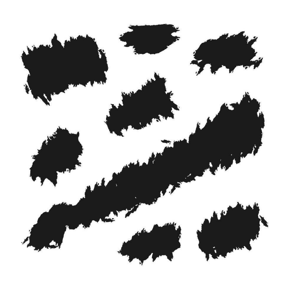 Black Distress Brushes. Grunge Texture. Splash Banner. vector