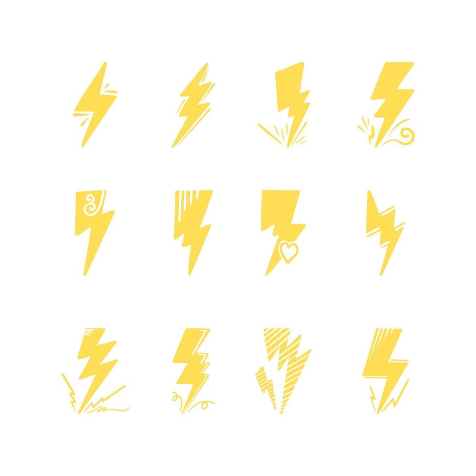 hand drawn doodle thunder bolt illustration isolated background vector