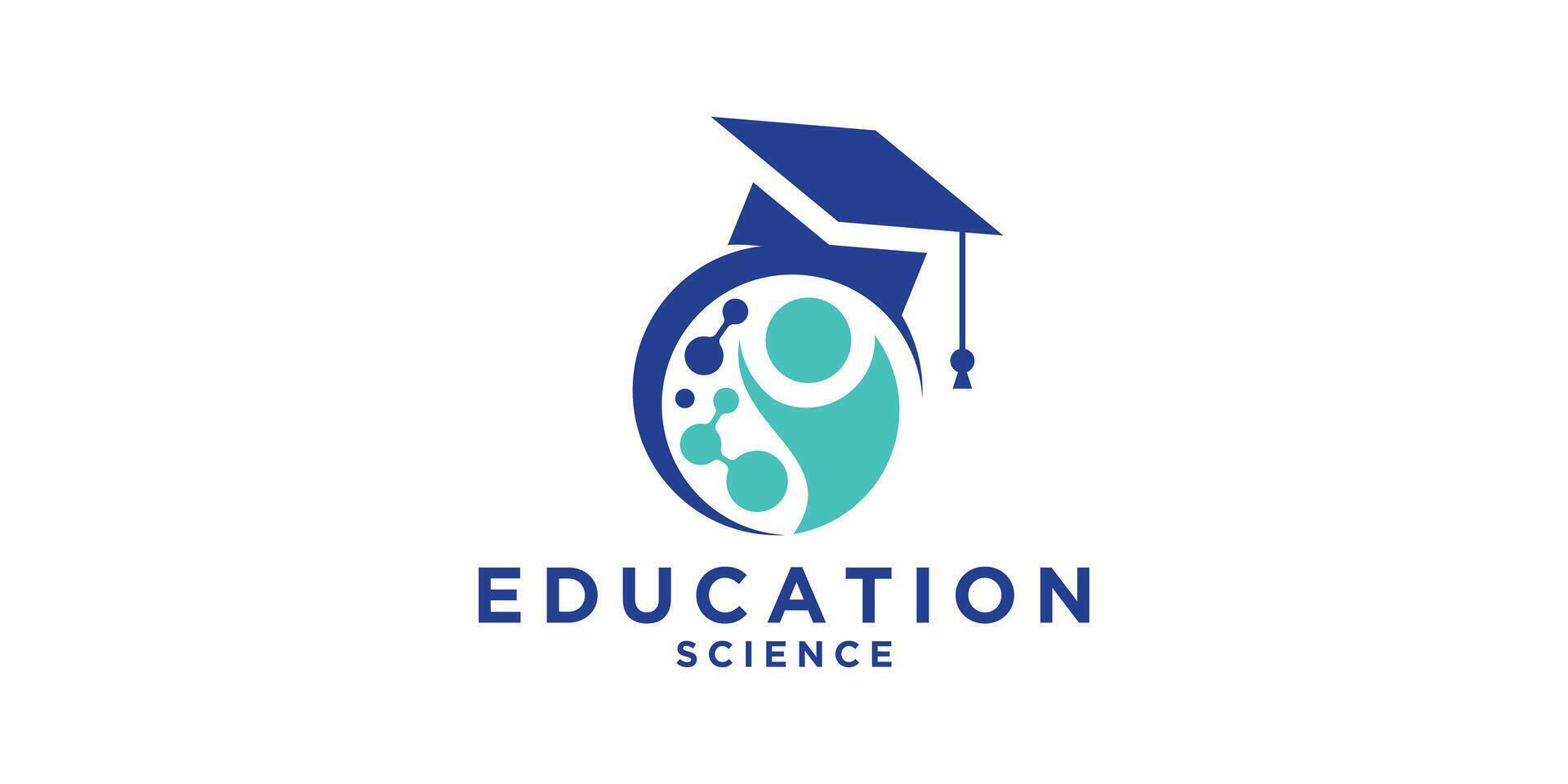 education logo design, science, people, molecule, connect, collage, experiment, lab, logo design symbol, , icon, idea, creative. vector