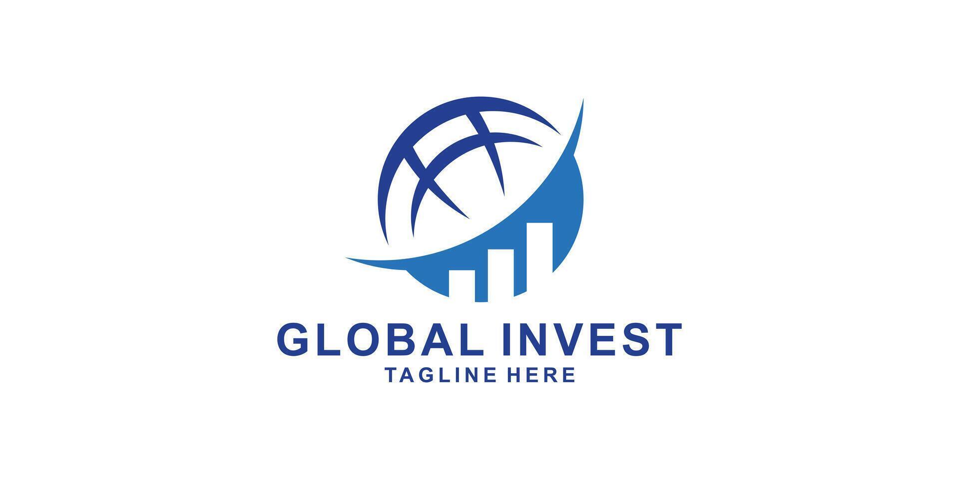 logo design global invest, finance, globe, logo design symbol, , icon, idea, creative. vector