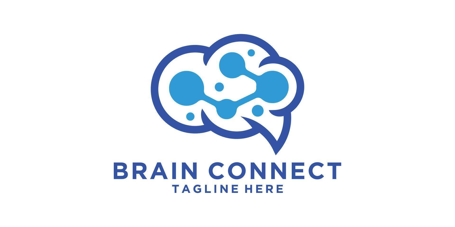 logo design combination of brain and molecule,connect,dot,technology,logo design icon,,symbol,idea,creative. vector