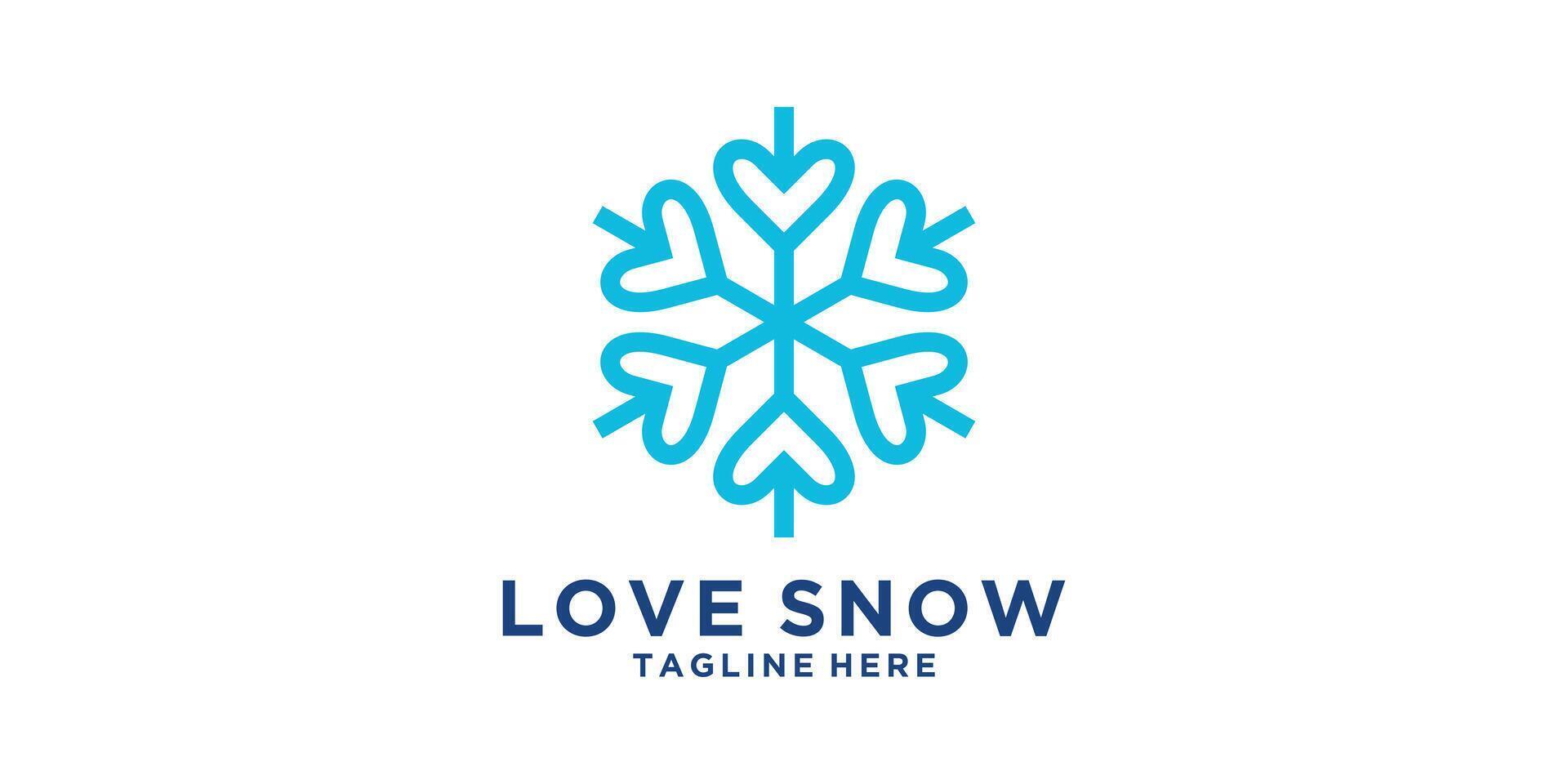 logo design combination of heart and snow, cold, ice, heart, logo design icon, , symbol, idea, creative. vector