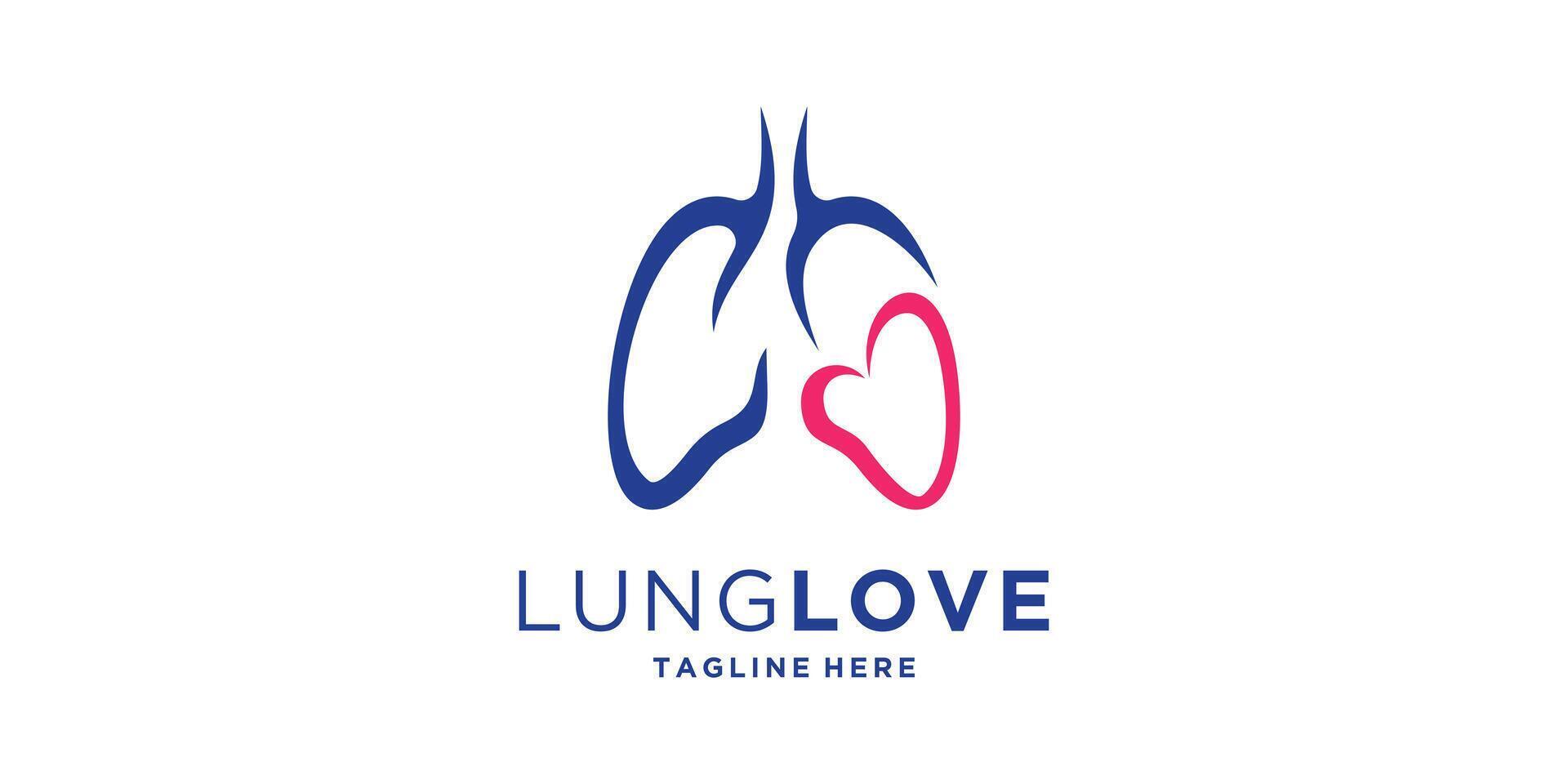 logo design lung and love, care, health, medical, logo design symbol, , icon, idea, creative. vector