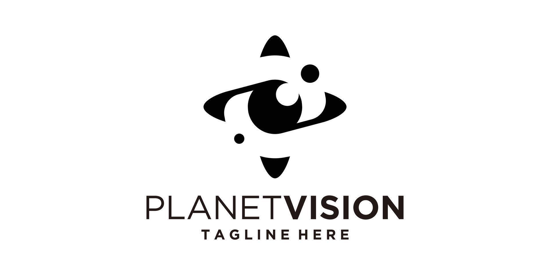 logo design combination planet dan eye,vision,global,symbol,icon,,idea,creative. vector