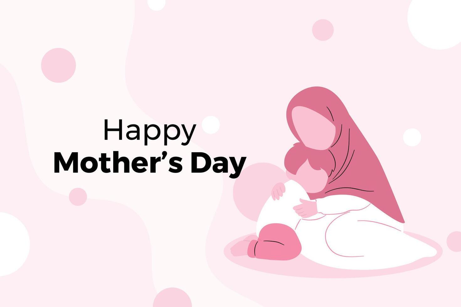 simple illustration of a mother and her child pink background template vector