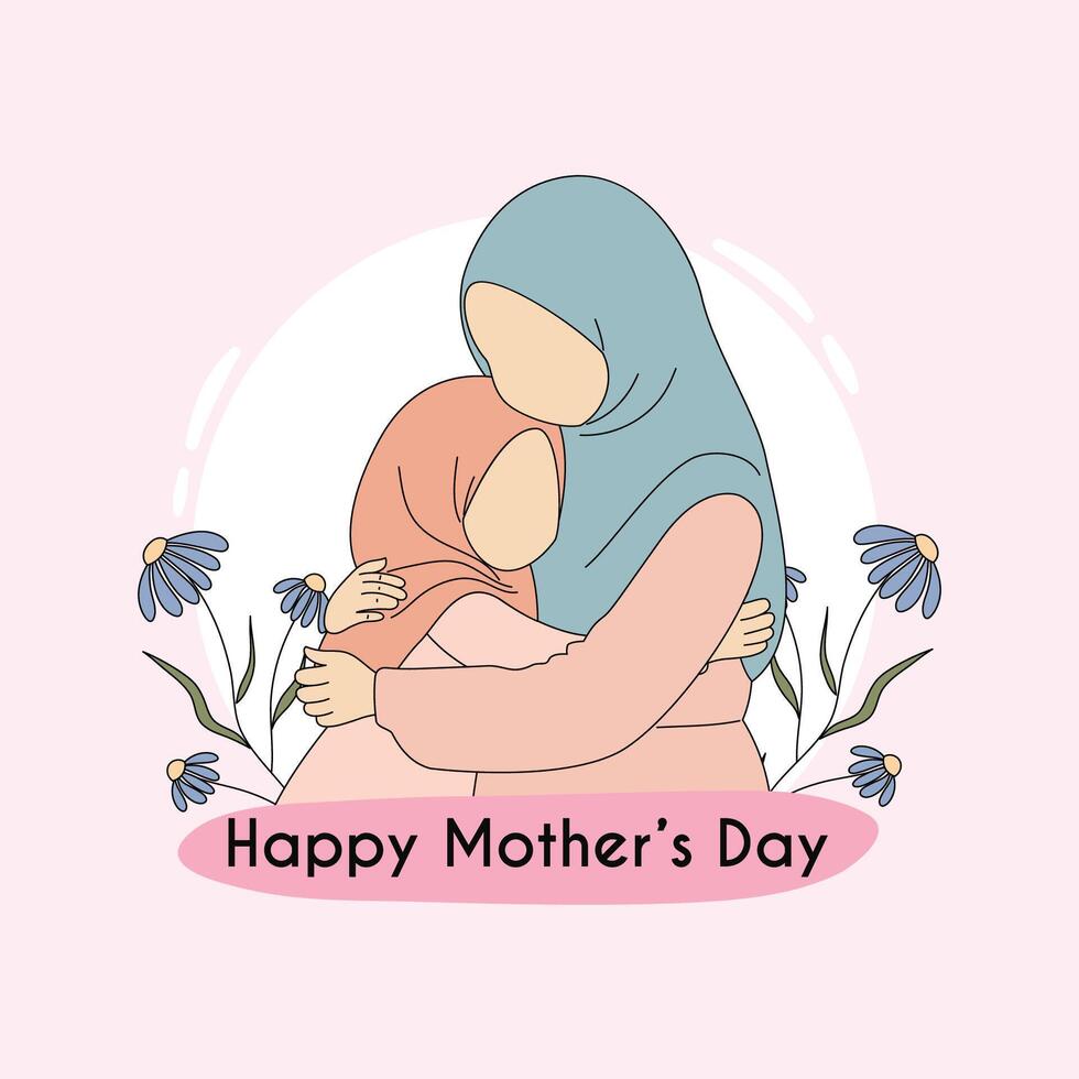 simple illustration of a mother and her child hug background template vector