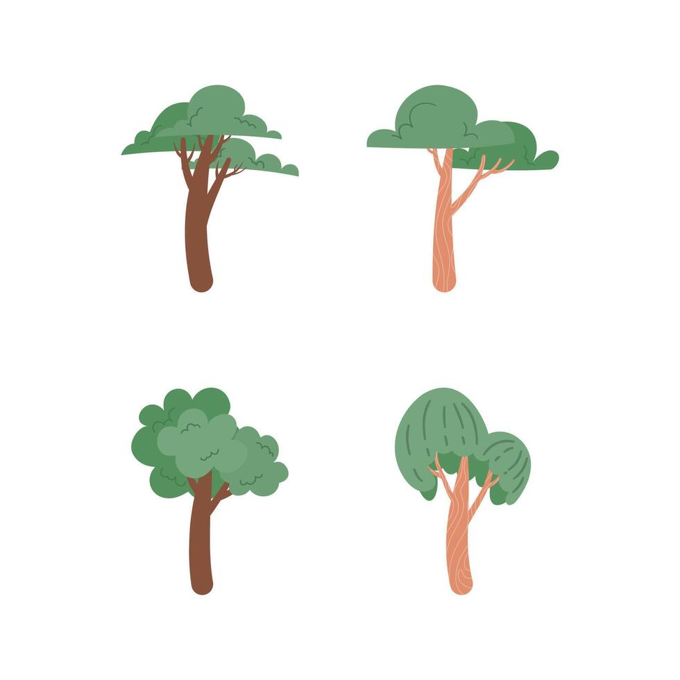 Hand drawn set of tree simple design vector