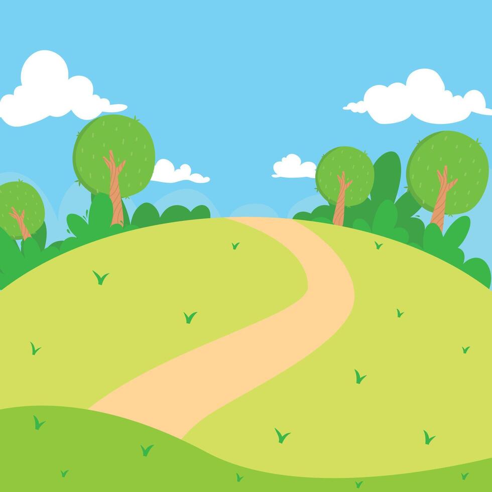 Hand drawn flat park background illustration vector