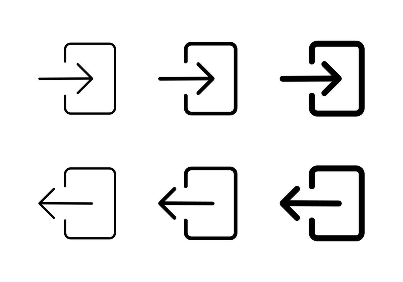Login and logout icon set. Sign in and sign out sign. Enter and exit door symbol vector