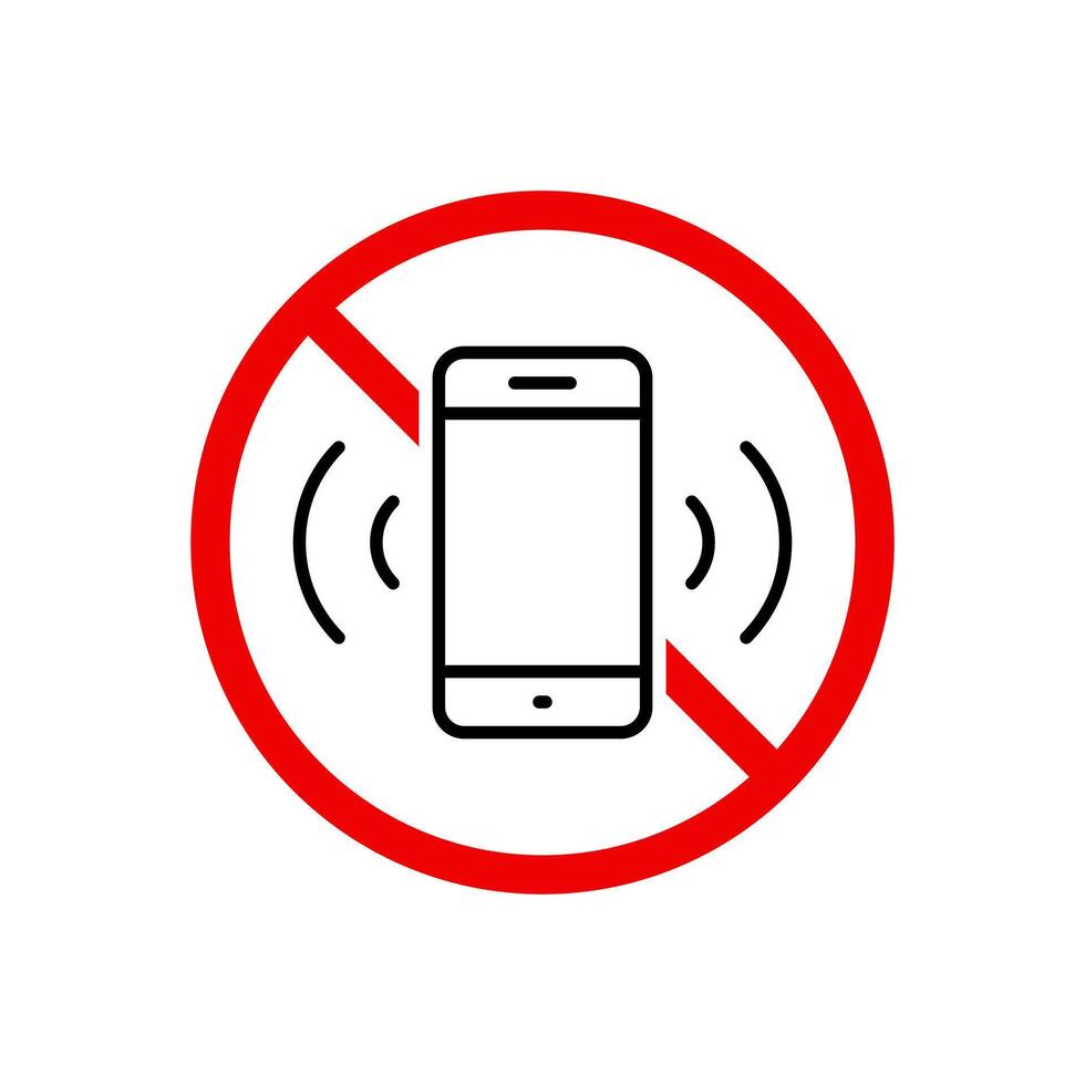 Silent mobile phone icon in generic design. Cellphone with prohibition sign symbol vector