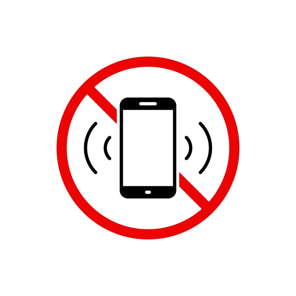 No cellphone icon in generic style. Silent phone prohibition conceptvv vector