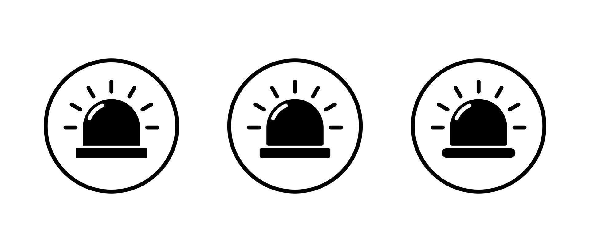 Emergency siren icon set on circle line. Ambulance, police light sign symbol vector