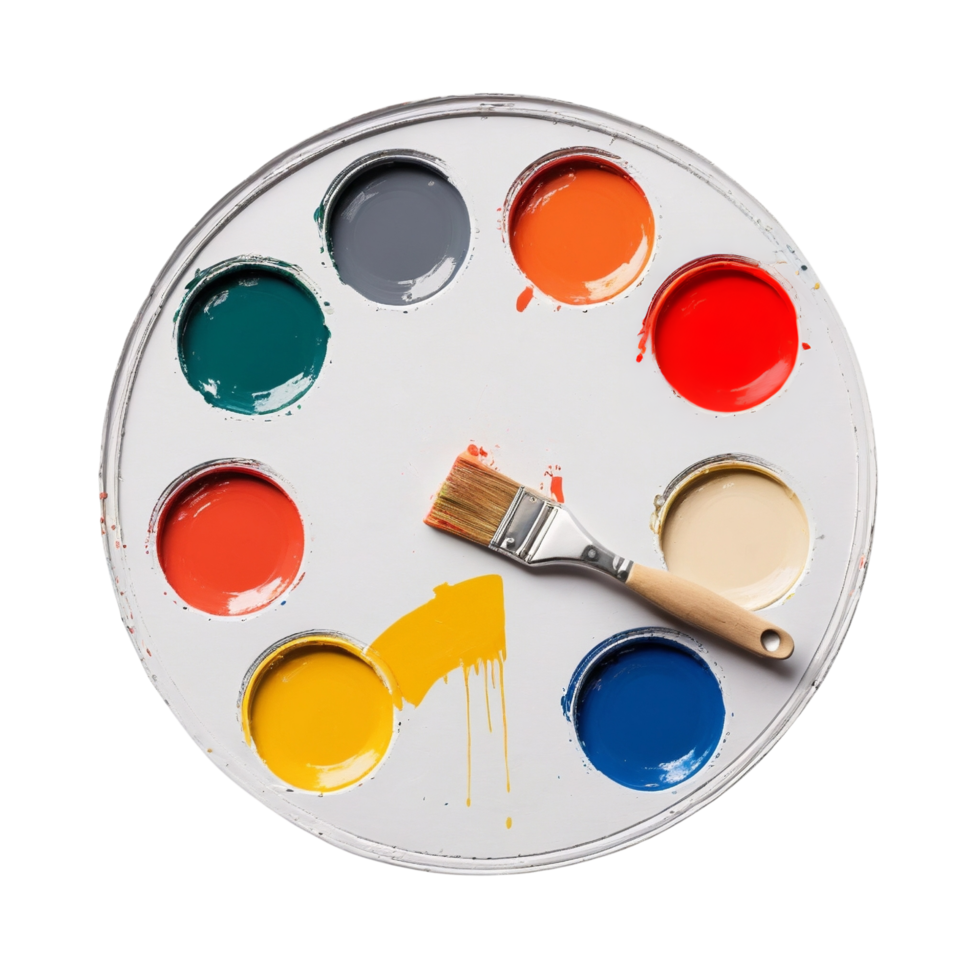 Paint color palette with brush png