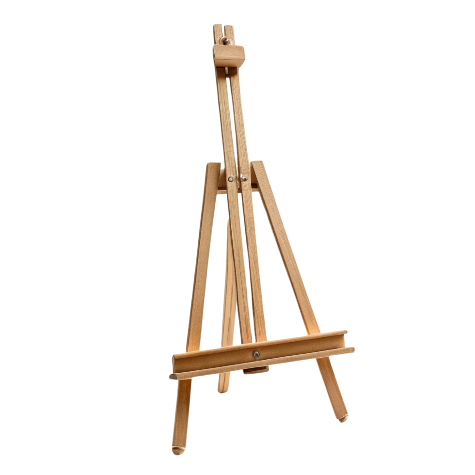 Wooden easel stand for painting isolated on a transparent background png