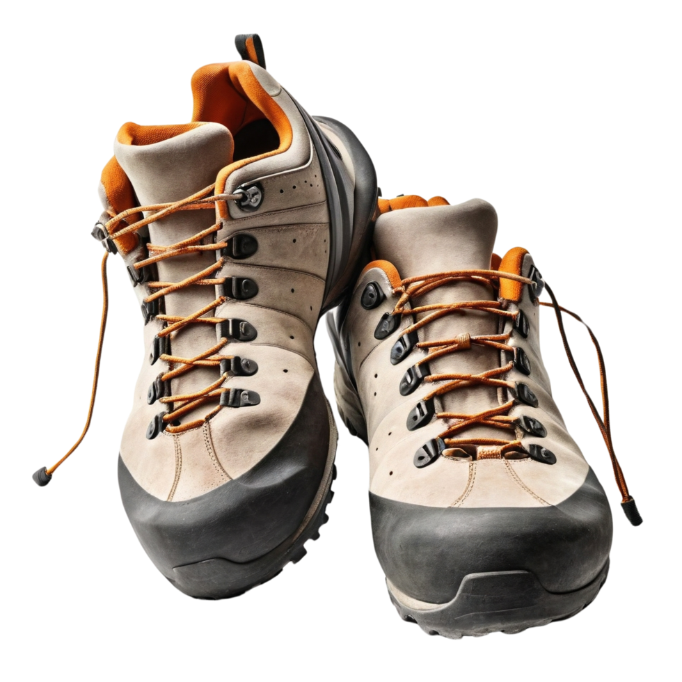 A pair of hiking boots isolated on a transparent background png